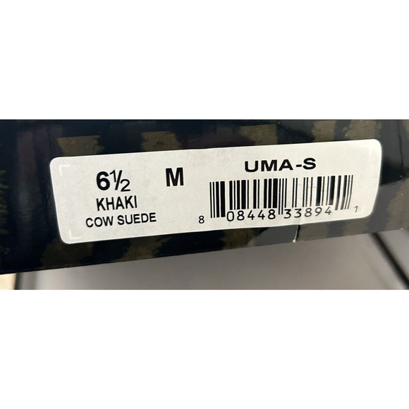 Moda Spana Uma Khaki Suede Wedge Heel Perforated Ankle Peep Toe Boot Women's 6.5 - Picture 9 of 9